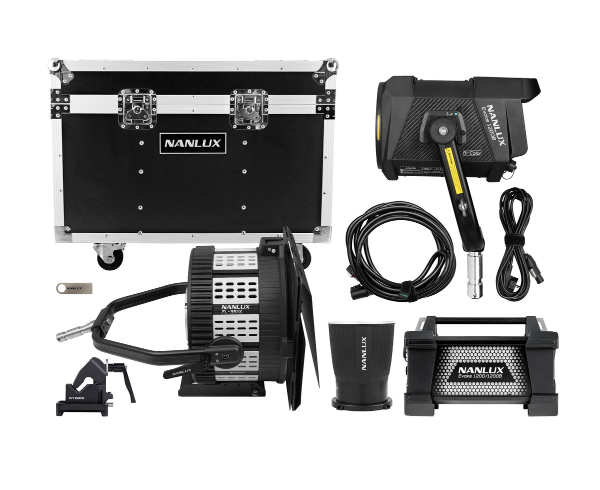 Nanlux Evoke 1200B Spot Light with FL-35YK Fresnel Lens and Flight Case (Evoke 1200B FL-YK-Kit)