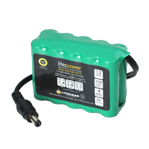 LiteGear NiMH Rechargeable Battery Pack, 2.2 Ah, 12V