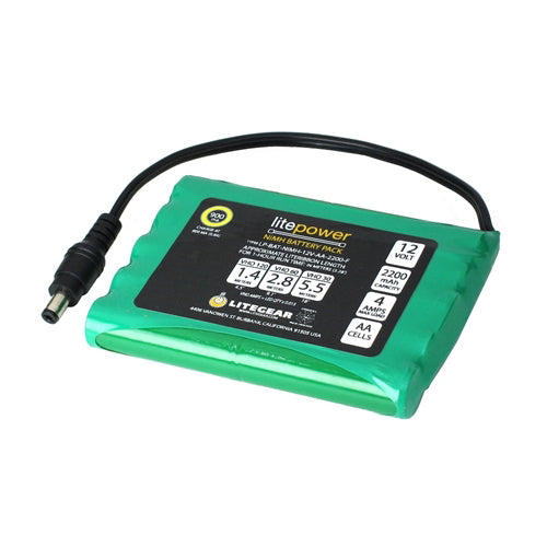 LiteGear NiMH Rechargeable Battery Flat Pack, 2.2 Ah, 12V
