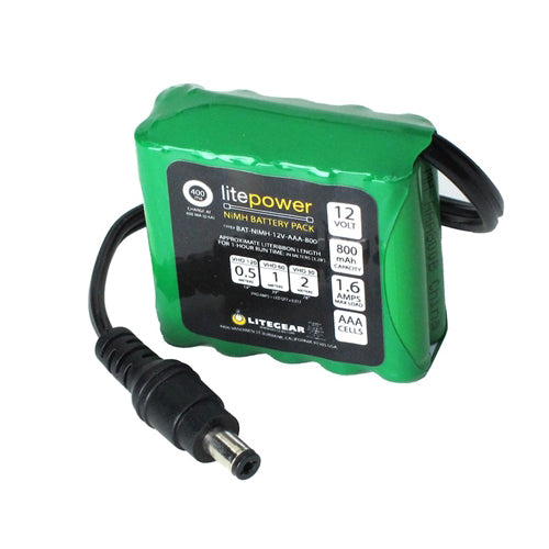 LiteGear NiMH Rechargeable Battery Pack, 800 mAh, 12V